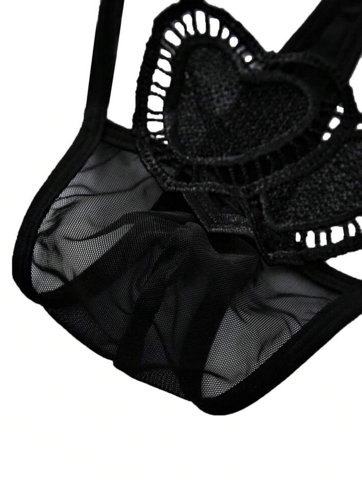 Men's Heart Embroidery G-Strings Sexy Underwear